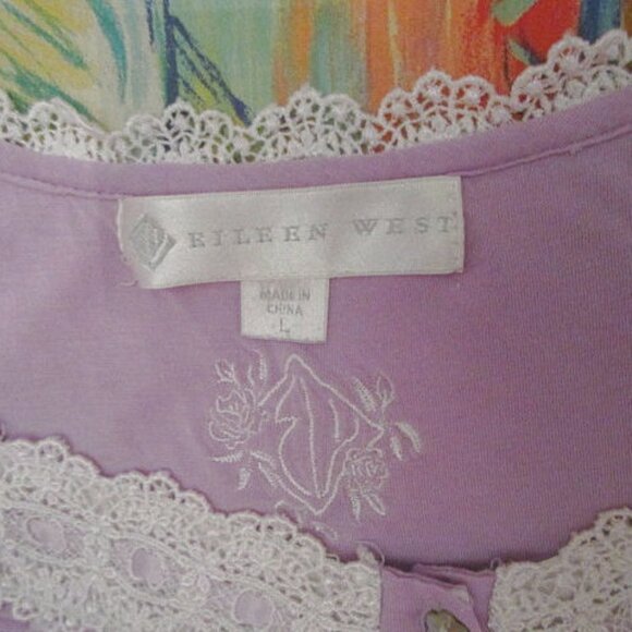 Eileen West LILAC Jersey Knit Size L NIGHTGOWN Ballet LACE Crochet MODAL Stretch - Picture 4 of 12